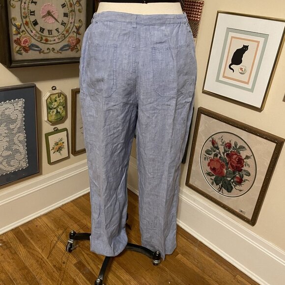 Chicos Design Womens Light Blue Soft and Comfy Linen Pants with Pockets Size 3 - Picture 3 of 4